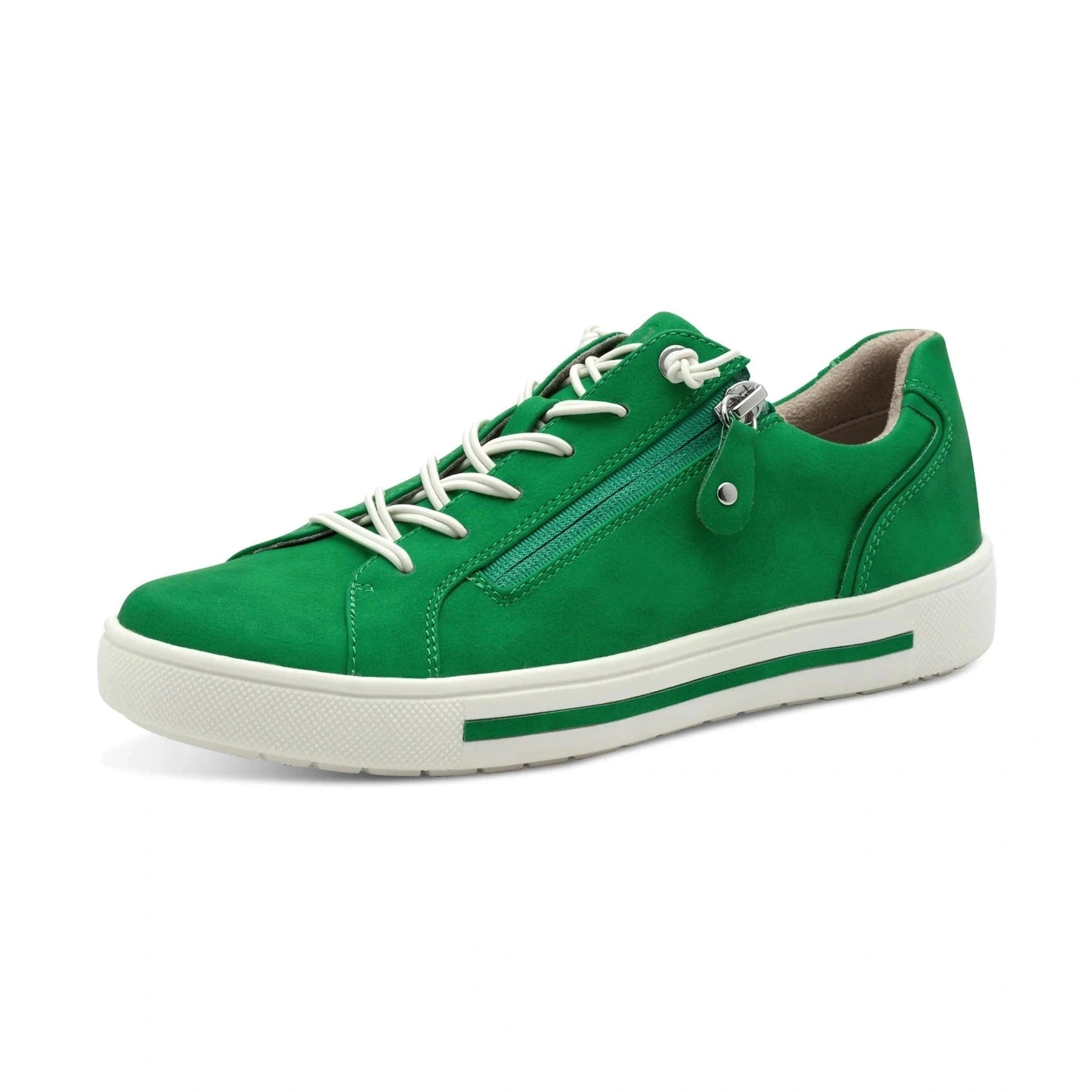 Jana 23660 GREEN Wide Fit Trainer Style Shoe With Elasticated Laces and Zip