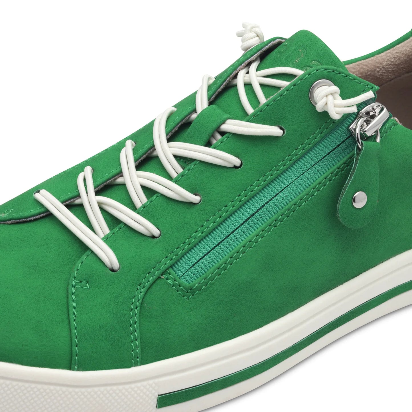Jana 23660 GREEN Wide Fit Trainer Style Shoe With Elasticated Laces and Zip