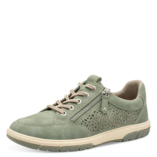 Jana 23665-44 SAGE Wide Fit Trainer with Laces and Zip 23665-44