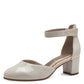 Jana 24476 BEIGE PAT  Block Heel Bar Shoe 24476-409