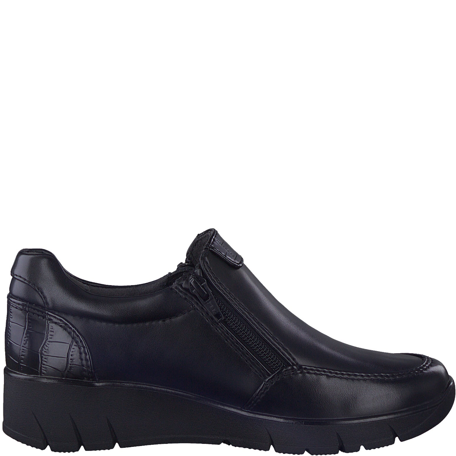 Jana Casual shoe with duel zips 24663-055 BLACK