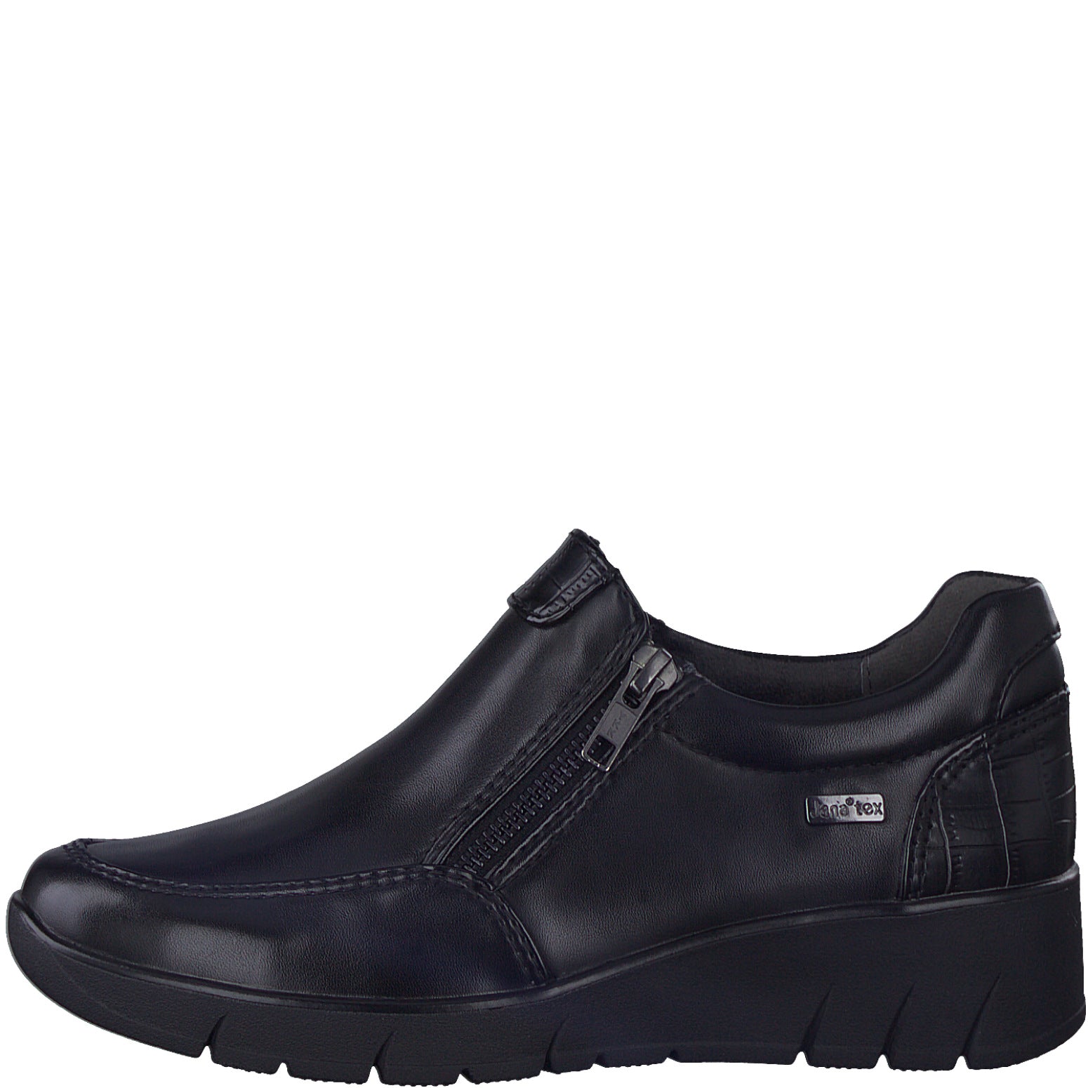 Jana Casual shoe with duel zips 24663-055 BLACK