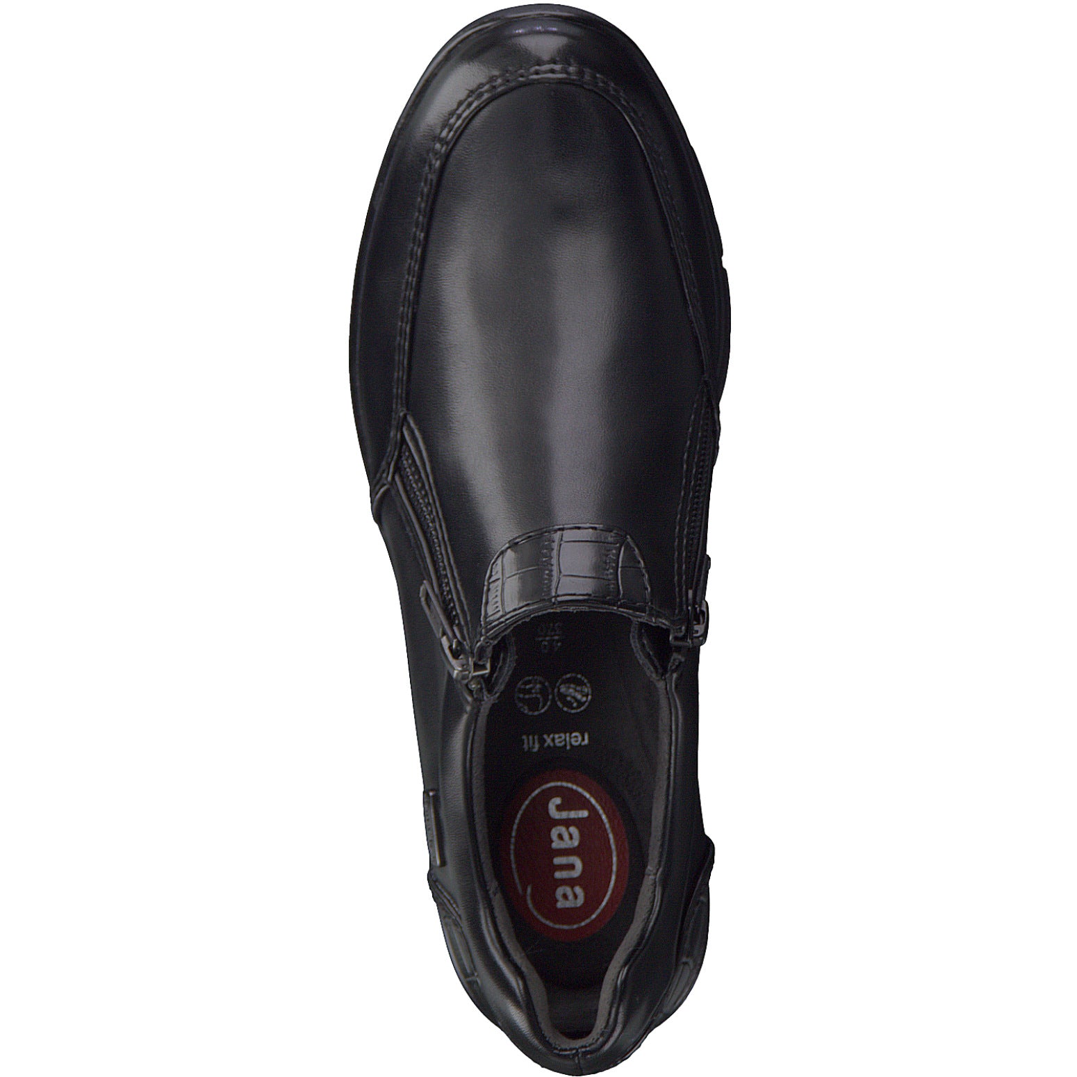 Jana Casual shoe with duel zips 24663-055 BLACK