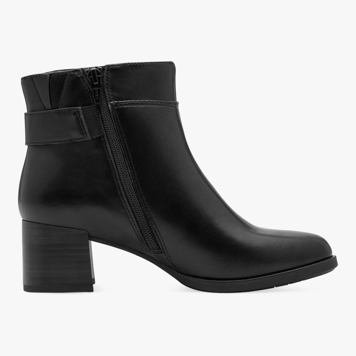 Jana 25370-47 BLACK Wide Fitting Smart Zip Ankle Boot
