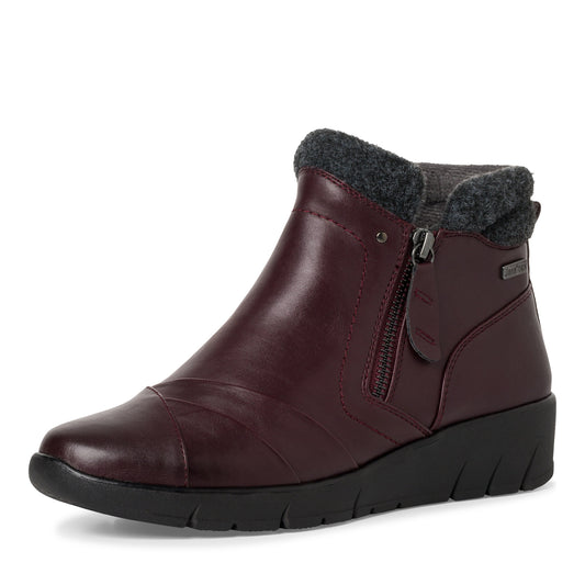 Jana  Wedge Ankle Boot with zip 26461 MERLOT