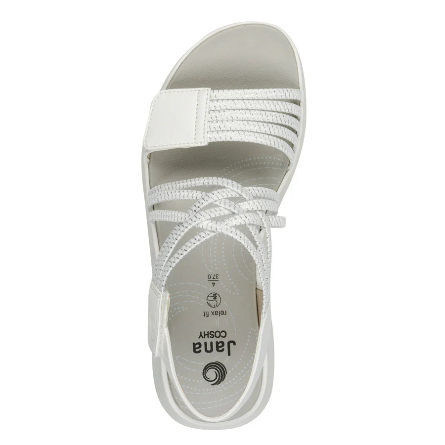 Jana 28766-42 WHITE/SILVER Touch Fastening Adjustable wide Fit Sandal