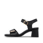 Remonte D1k54 BLACK Leather Smart Adjustable Low Heel Sandal D1K54-00