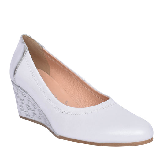 Bioeco 5899 WHITE Leather Wedge Court Shoe 5899-2362