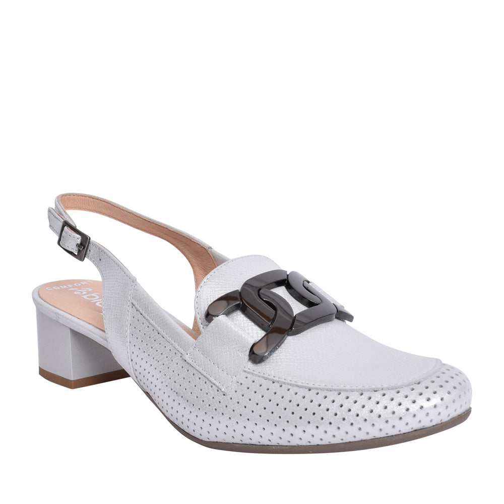Bioeco 3963 SILVER Sling Back Block Heel Occasion Shoe 3963-2103