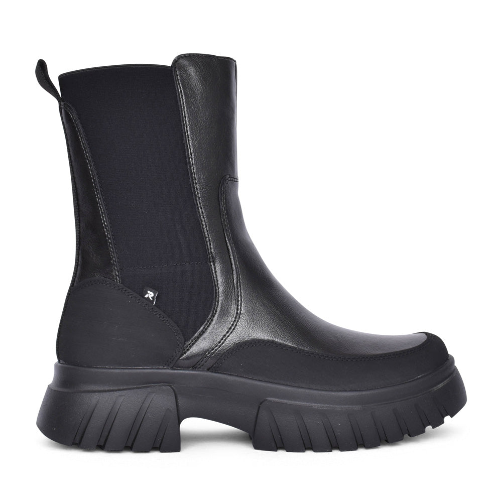 Rieker W1872 Chunky Sole Chelsea Style Zip Boot BLACK W1872-01