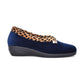 Lunar Paloma NAVY Velour Slipper with Wedge Heel KLA005