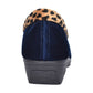 Lunar Paloma NAVY Velour Slipper with Wedge Heel KLA005