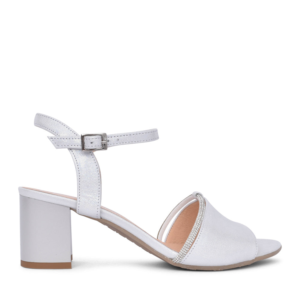 Bioeco 4040 Silver  Wide Fitting Block Heel Dress Sandal 4040-2439-1661