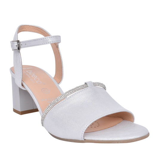 Bioeco 4040 Silver  Wide Fitting Block Heel Dress Sandal 4040-2439-1661