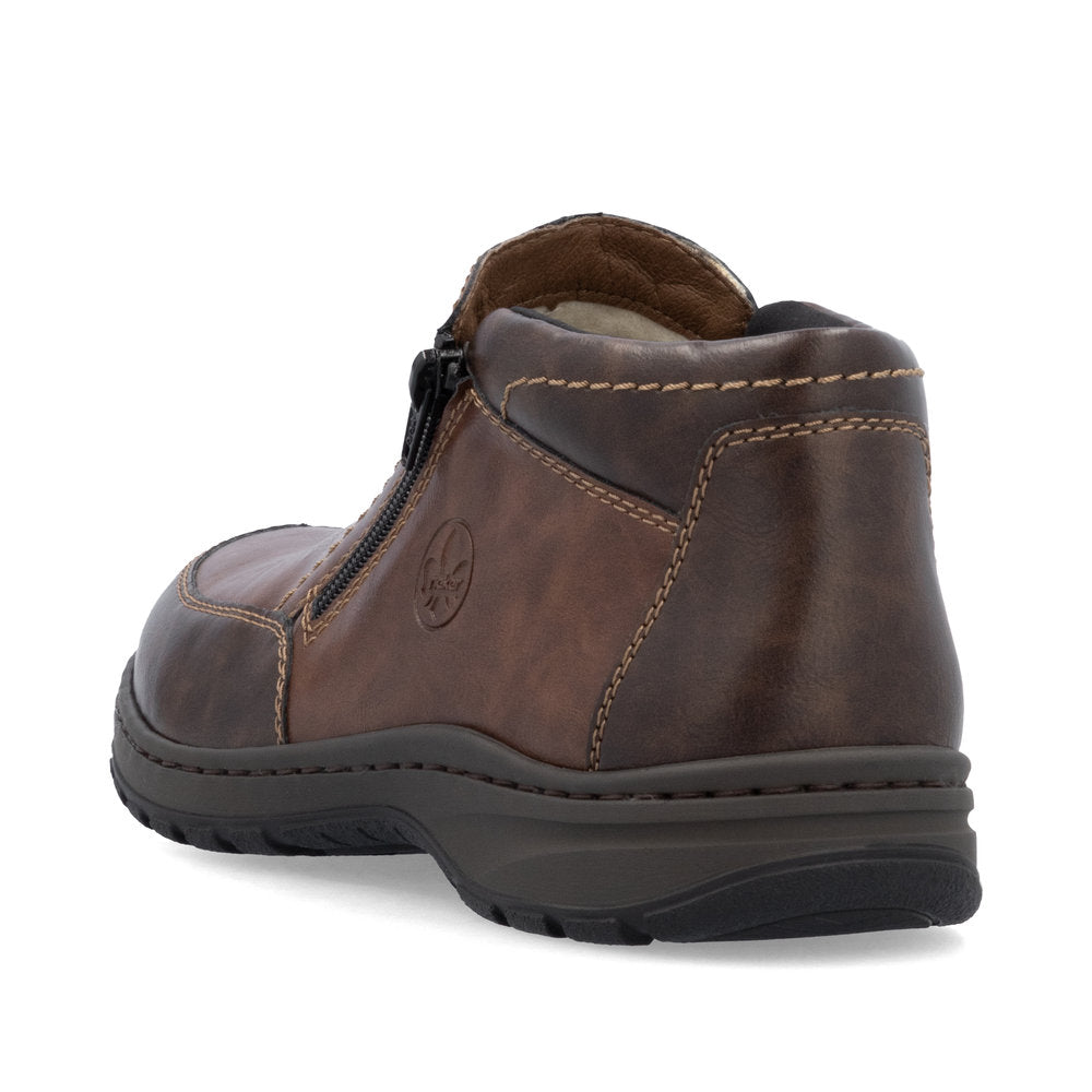 Rieker Men's Extra Wide Ankle Boot with double zips 03352-24 BROWN