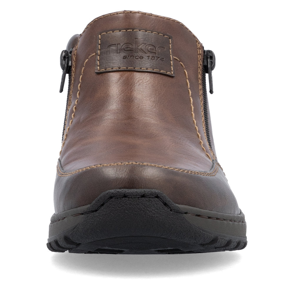 Rieker Men's Extra Wide Ankle Boot with double zips 03352-24 BROWN