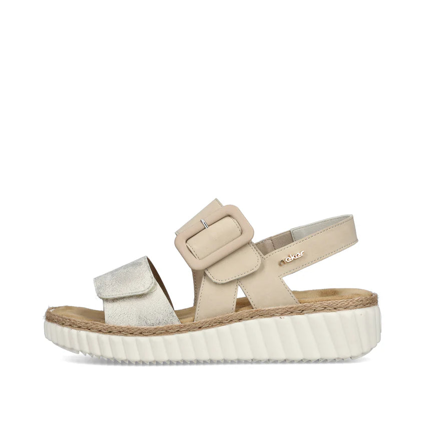 Rieker 69260 BEIGE Extra Wide Twin Adjustable Strap Sandal 69260-60