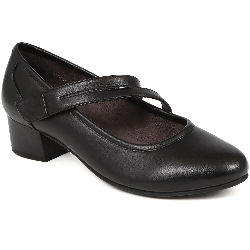 Jana 24366 -45 block heeled Mary Jane pumps in Black