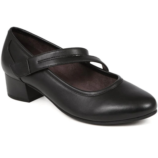 Jana 24366 -45 block heeled Mary Jane pumps in Black