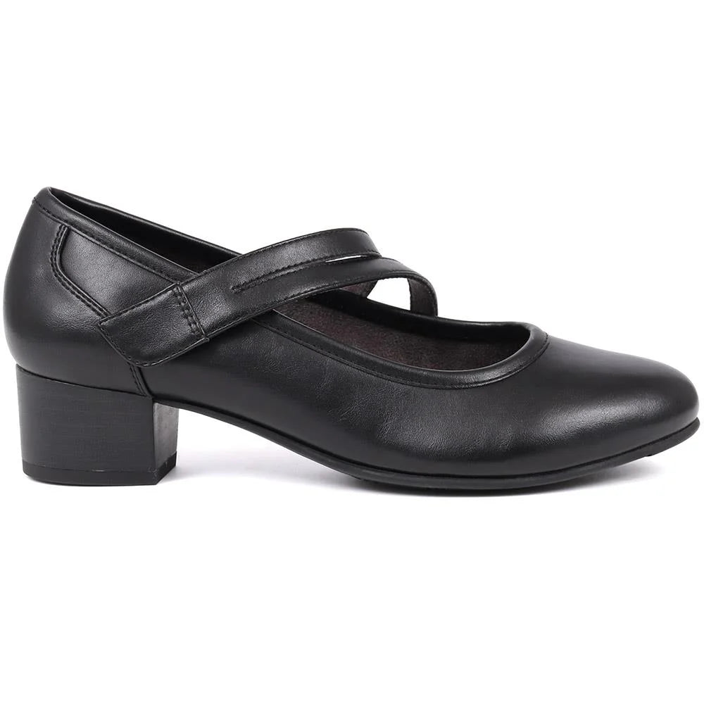 Jana 24366 -45 block heeled Mary Jane pumps in Black