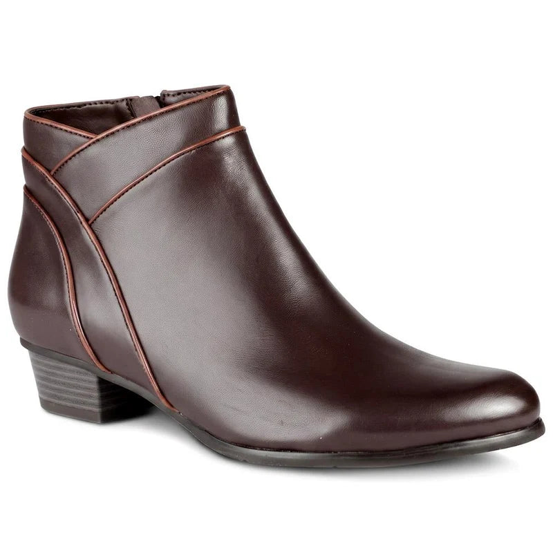 Regardez Le Ciel Stefany 399 BROWN Soft Leather Low Heel Zip Ankle Boot