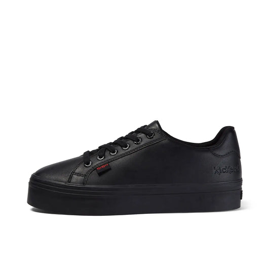 Kickers Tovni Stack BLACK Leather Lace Up Shoes