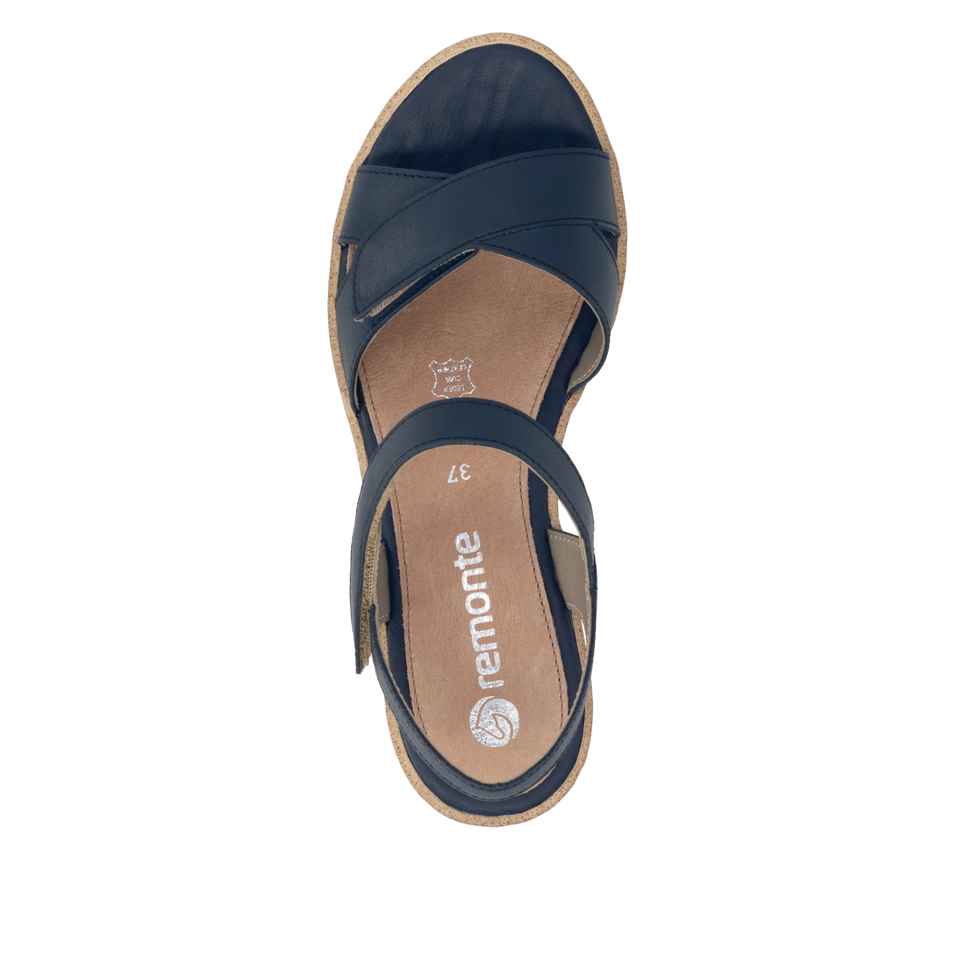 Remonte R6252 NAVY Leather Touch Fastening Wedge Sandal R6252-16