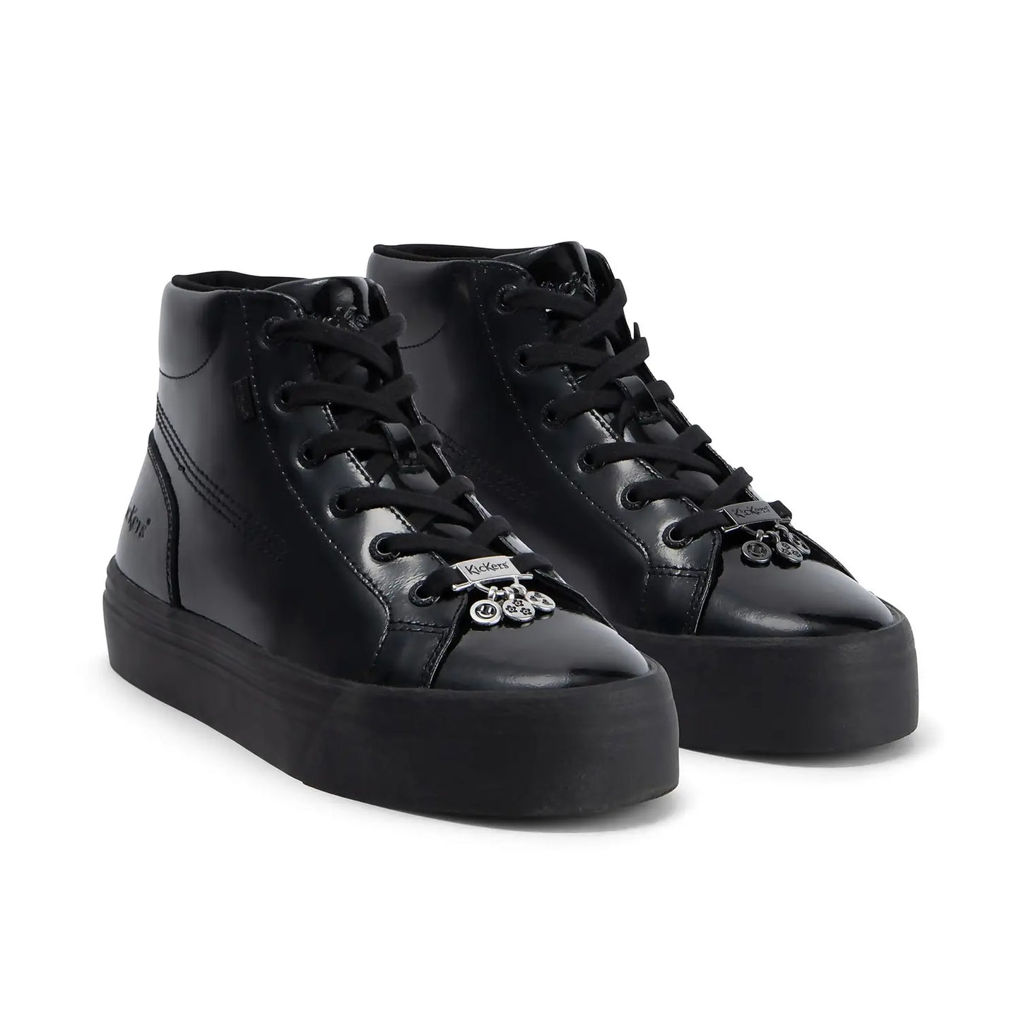 Kickers Tovni Hi Stack BLACK Patent leather Boots