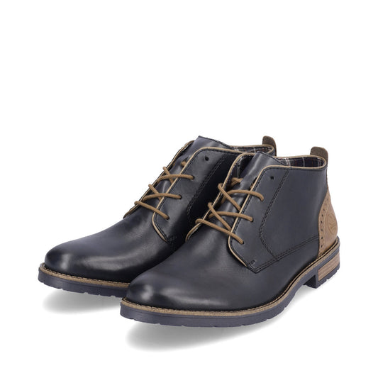 Rieker Men's Lace-up ankle boot Boot in leather 14605-14 NAVY