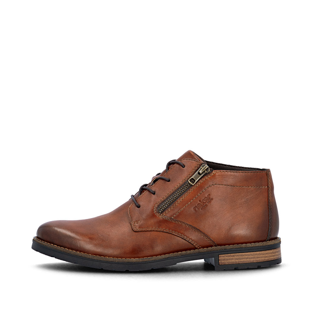 Rieker Men's Classic Leather Lace Up Boot 14609-24 BROWN