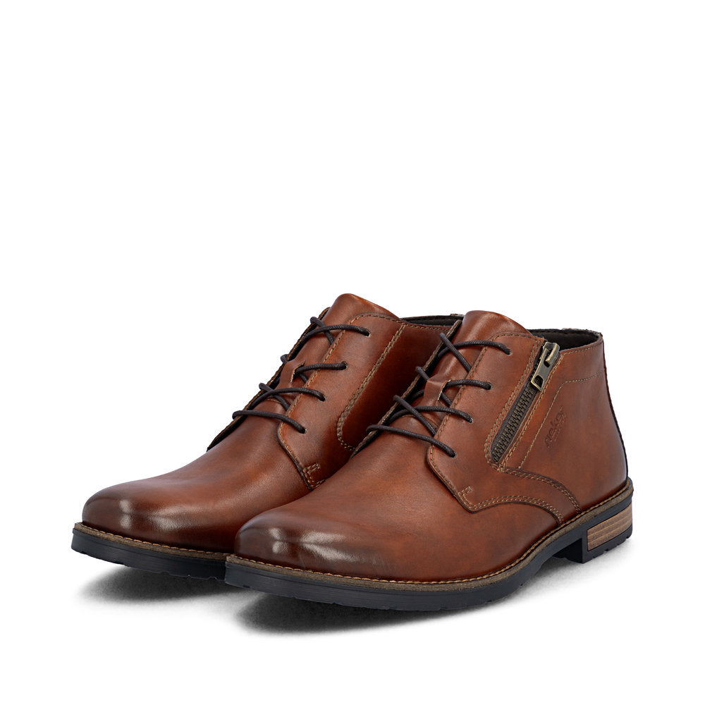 Rieker Men's Classic Leather Lace Up Boot 14609-24 BROWN