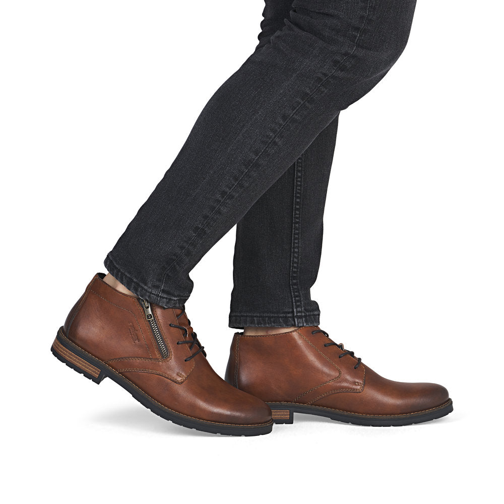 Rieker Men's Classic Leather Lace Up Boot 14609-24 BROWN