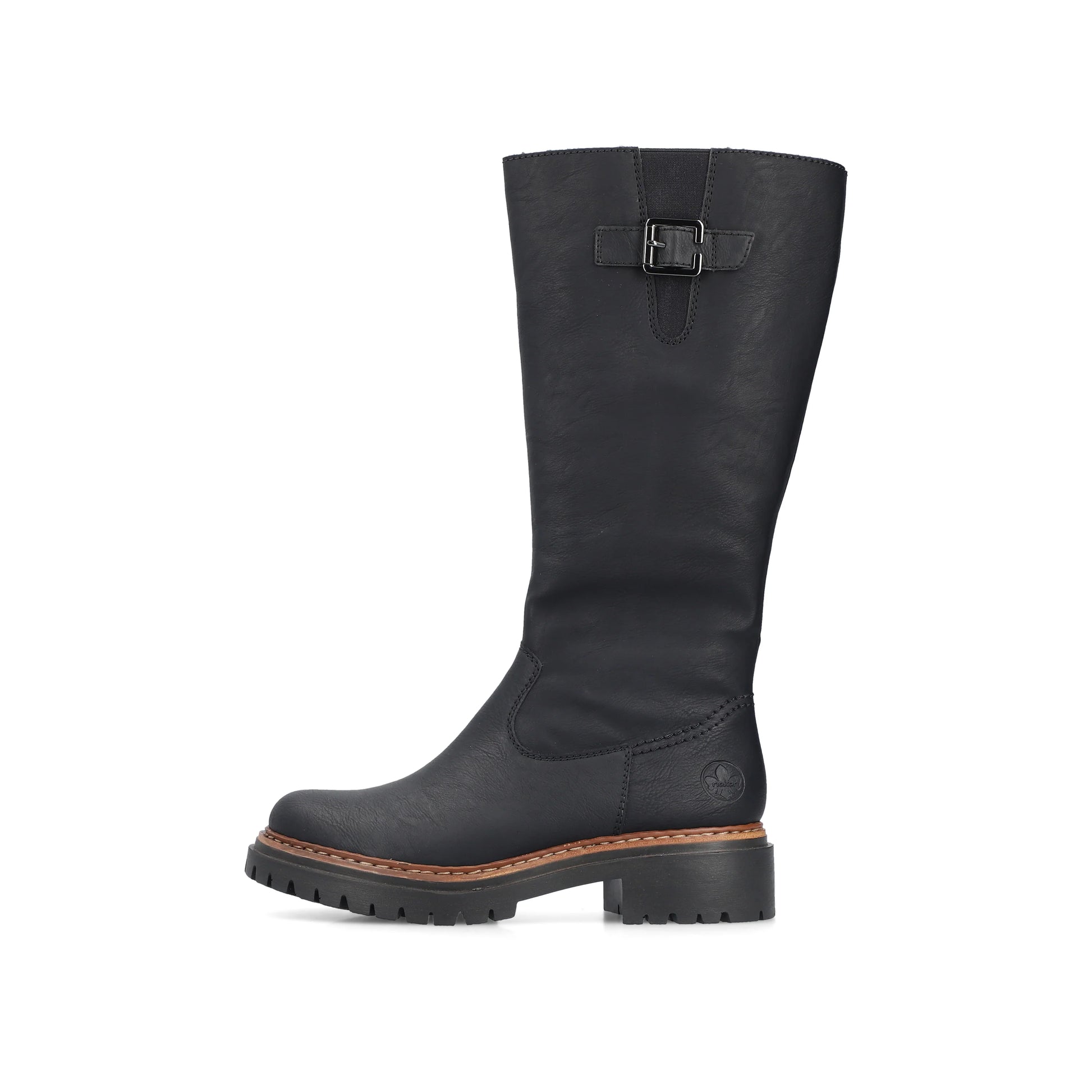 Rieker 72694 BLACK Long Leg Cleated Sole Lined Zip Boot 72694-00