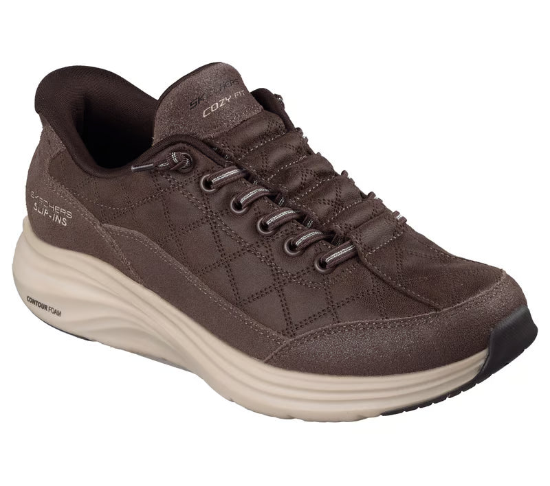 Skechers Slip Ins Cozy Fit CHOCOLATE Trainer 150507-CHOC