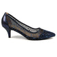 Lunar Alisha NAVY Kitten Heel Gemstone Court Shoe FLR559BL