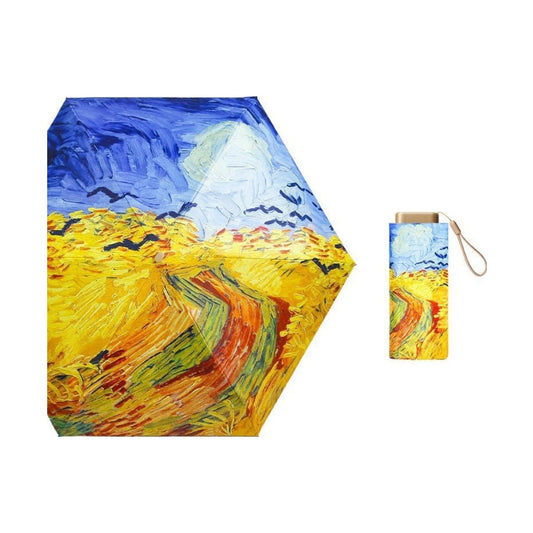 Artist Inspired Print Pocket Umbrella Wheat Field