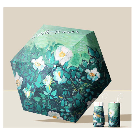 Artist Print Pocket Umbrella Green wild Flower