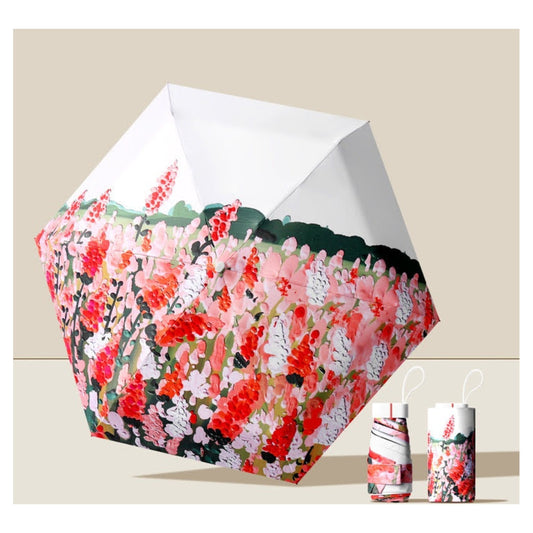 Artist Inspired Print Pocket Umbrella Red Flower