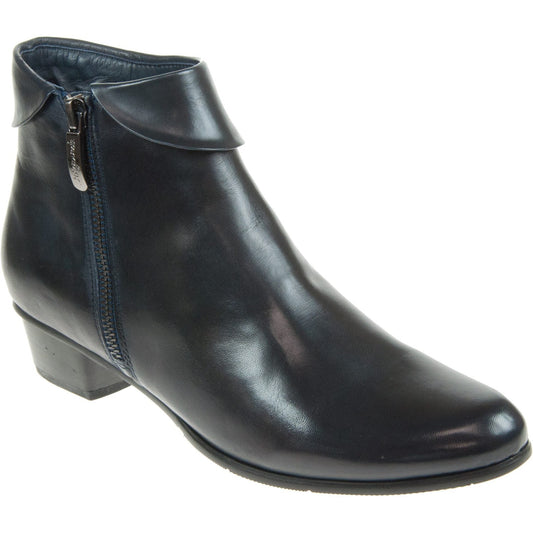 Regardez le Ciel Stefany 03 NAVY Soft Leather Zip Ankle Boot