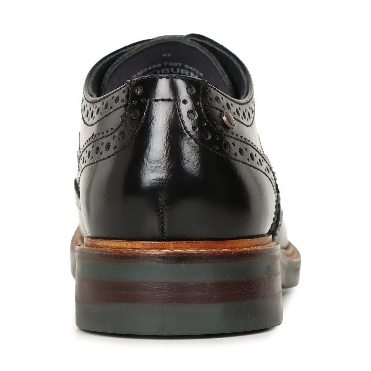 Base London Woburn BLACK Hi Shine Wing Tip Brogue Shoe
