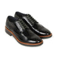 Base London Woburn BLACK Hi Shine Wing Tip Brogue Shoe