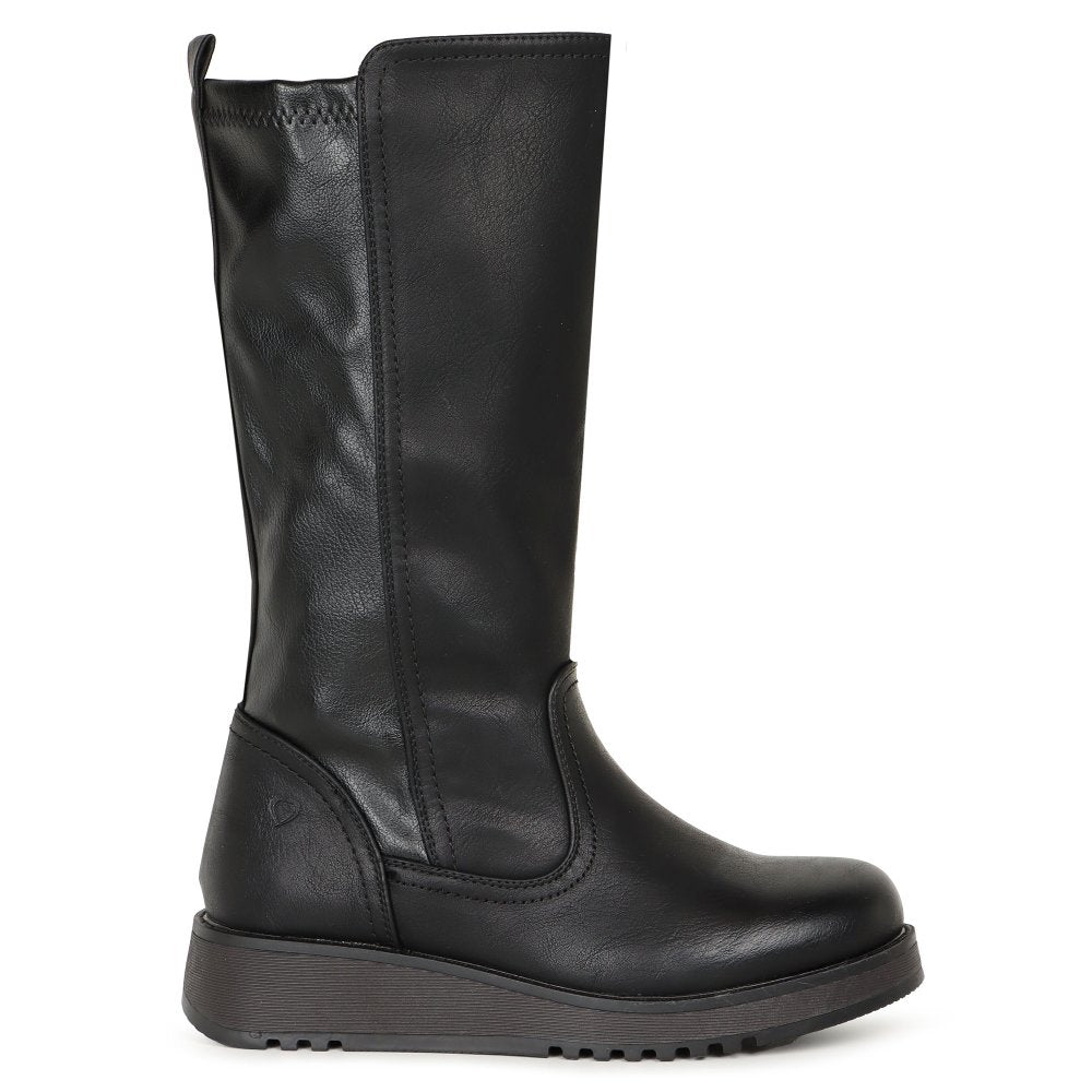 Heavenly Feet Luna Black Long Leg Zip Boot