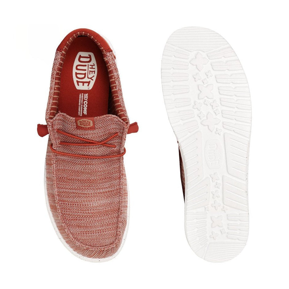 Hey Dude Wally Stretch Sox Slip On Casual Shoe 41898 BURNT RED