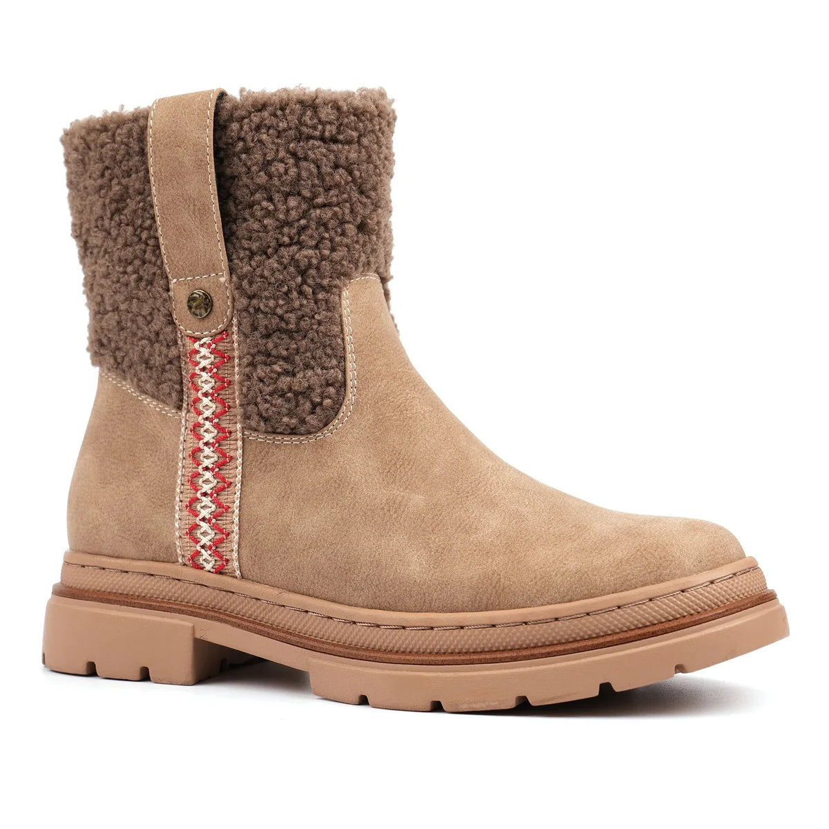 Lunar Dawn TAUPE Fur Cuff Ankle Boot GLB240-TP
