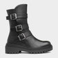 Heavenly Feet Jacqui Black Vegan Friendly Buckle Biker style boot
