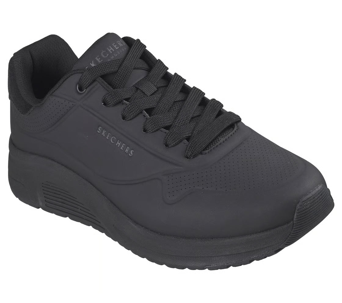 Skechers 183530 BLACK Uno Light Memory Foam Lace Up Trainer