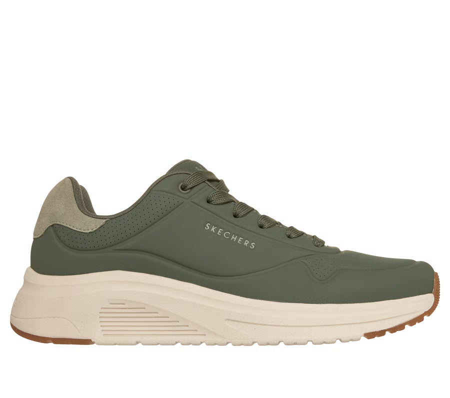 Skechers Uno Light 183530 OLIVE Lace Up Faux Leather Trainer 183530-OLV