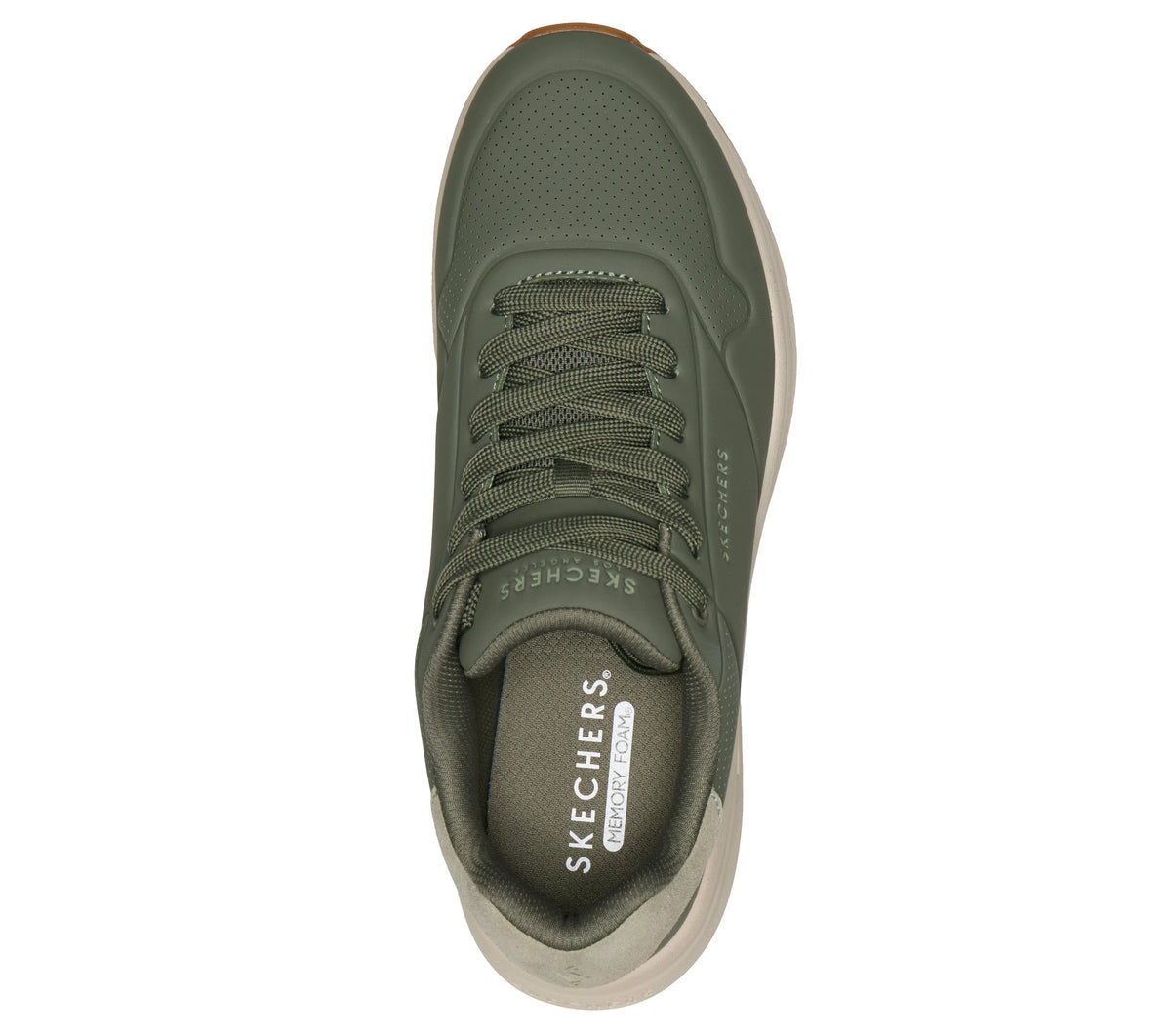 Skechers Uno Light 183530 OLIVE Lace Up Faux Leather Trainer 183530-OLV