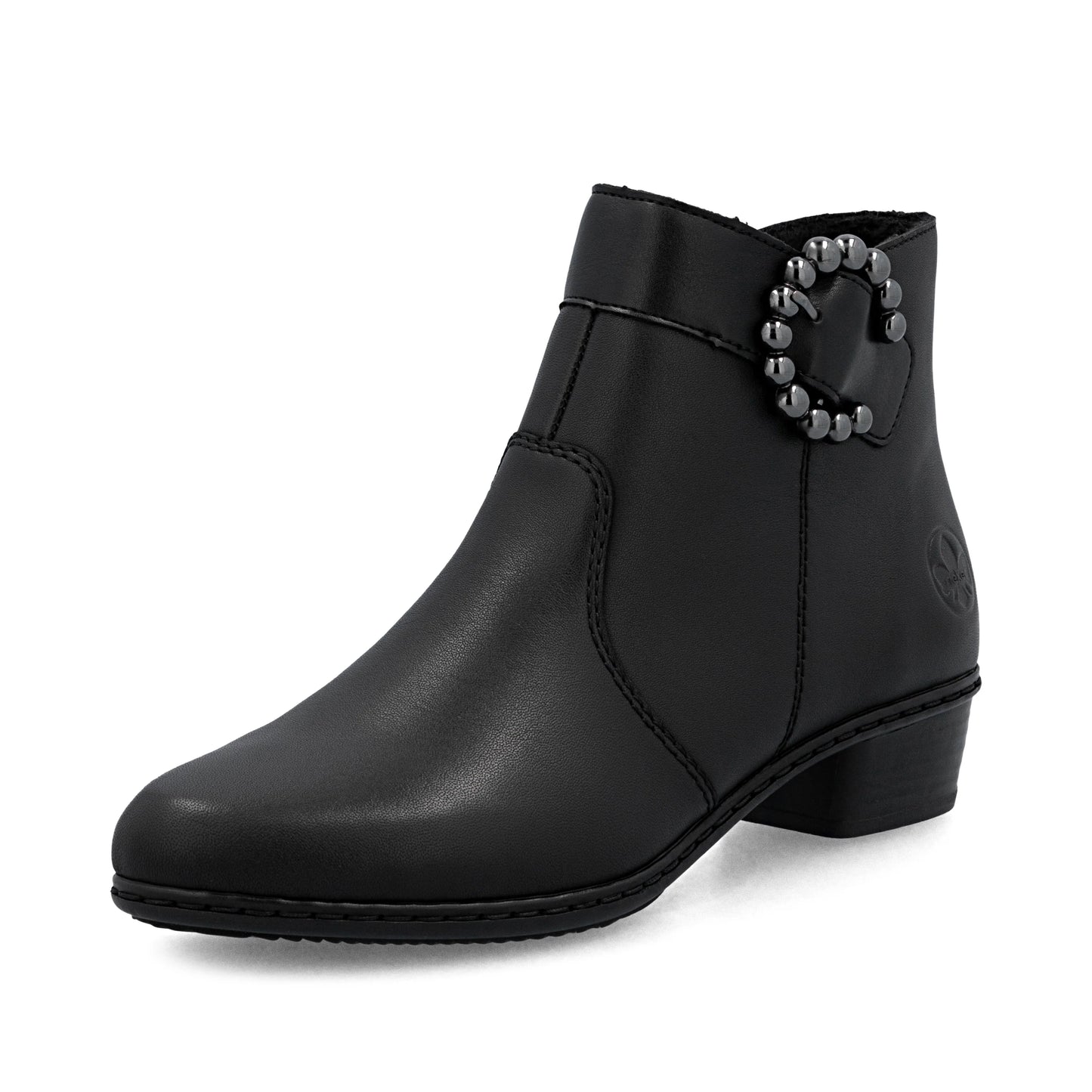 Rieker Y0797 BLACK Leather Zip Ankle Boot Y0797-00