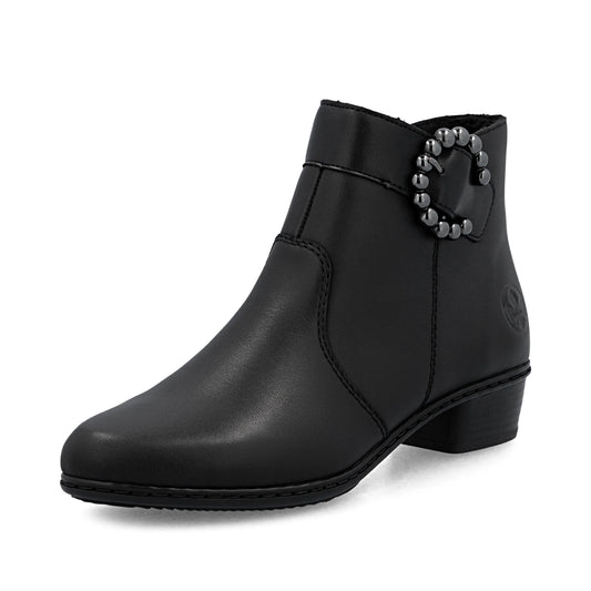 Rieker Y0797 BLACK Leather Zip Ankle Boot Y0797-00